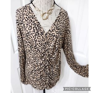 Lane Bryant Animal Print Ruched Front Top Size 14-16